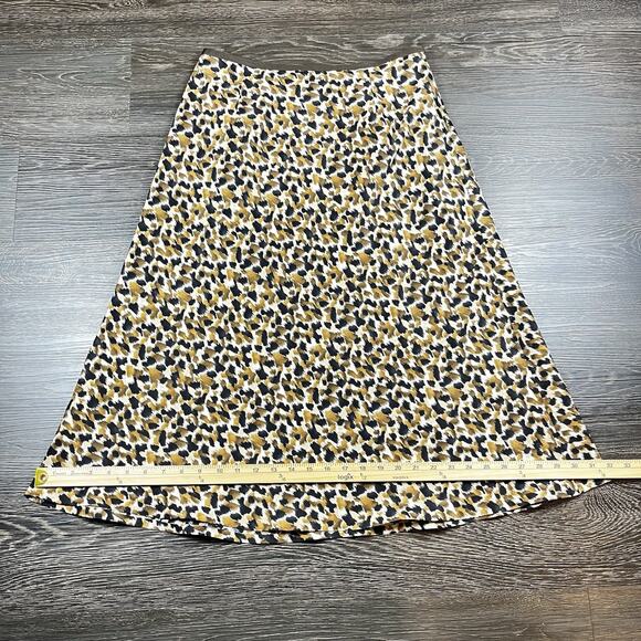 Talbots Vintage Skirt Leopard Print Black Brown Silk Linen Blend Sz 8 Mobwife - Picture 11 of 14